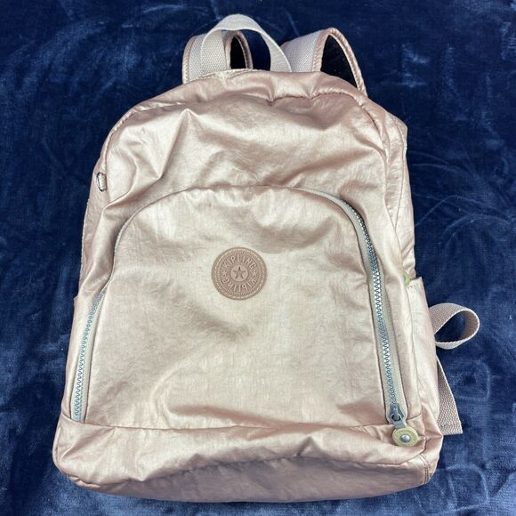 Kipling Backpack Dusky Pink Metallic Rose Gold E-Girl Kidcore Rave Skater Soft - Picture 1 of 14